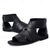 cheap Men&#039;s Sandals-Men&#039;s Leather Sandals Gladiator Sandals Roman Sandals Black Summer Sandals Comfort Casual Beach Zipper Shoes