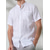 cheap Men&#039;s Linen Shirts-45% Linen Pocket Men&#039;s Linen Shirt Shirt Button Up Shirt Summer Shirt White Dark Navy Blue Short Sleeve Plain Stand Collar Summer Outdoor Daily Clothing Apparel