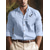 cheap Men&#039;s Linen Shirts-30% Linen Pocket Men&#039;s Linen Shirt Shirt Beach Shirt Black White Blue Long Sleeve Leaf Lapel Spring &amp;  Fall Outdoor Daily Clothing Apparel