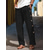cheap Linen Pants-40% Linen Men&#039;s Linen Pants Trousers Summer Pants Drawstring Elastic Waist Side Button Plain Breathable Comfortable Office / Career Daily Vacation Classic Casual Black White