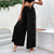cheap Wide Leg &amp; High Waisted-Women&#039;s Wide Leg Pants Trousers Casual Daily Full Length High Waist Plain Split Side Button Breathability Comfortable Micro-elastic Going out Black Spring &amp; Summer Loose Fit