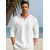 رخيصةأون قمصان الكتان الرجالية-100% كتان أزرار رجالي قميص كتان قميص صيفي قميص الشاطئ أسود أبيض أزرق بحري داكن كم طويل سهل مع قبعة ربيع &amp; الصيف الأماكن المفتوحة مناسب للبس اليومي ملابس