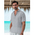 preiswerte Leinenhemden für Herren-45 % Leinen Herren leinenhemd Popover-Shirt Sommerhemd Strandhemd Weiß Rosa Beige Kurzarm Glatt Kargen Sommer Outdoor Täglich Bekleidung
