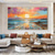 cheap Landscape Paintings-Oil painting Hand painted Impressionist Seaside Sunset Oil Painting On Canvas Modern Seascape Painting Abstract Colorful landscape painting Wall Art painting for Living room Home Decor