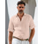 رخيصةأون قمصان الكتان الرجالية-45% كتان رجالي قميص كتان قميص بوبوفر قميص صيفي قميص الشاطئ أبيض وردي بلاشيهغ البيج كم قصير سهل Lapel الصيف الأماكن المفتوحة مناسب للبس اليومي ملابس