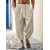 cheap Linen Pants-100% Linen Men&#039;s Linen Pants Trousers Summer Pants Tapered Carrot Pants Pocket Drawstring Elastic Waist Plain Breathable Comfortable Daily Vacation Going out Classic Casual Black White