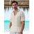abordables camisas de lino para hombre-45% lino Hombre camisa de lino Camisa de manga corta Camisa de verano Camisa de playa Blanco Rosa Beige Manga Corta Plano Diseño Verano Exterior Diario Ropa