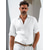 preiswerte Leinenhemden für Herren-45 % Leinen Herren leinenhemd Popover-Shirt Sommerhemd Strandhemd Weiß Rosa Beige Kurzarm Glatt Kargen Sommer Outdoor Täglich Bekleidung