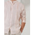 cheap Men&#039;s Linen Shirts-100% Linen Pleated Men&#039;s Linen Shirt Shirt Beach Shirt White Pink Long Sleeve Plain Standing Collar Spring &amp;  Fall Outdoor Daily Clothing Apparel