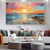 cheap Landscape Paintings-Oil painting Hand painted Impressionist Seaside Sunset Oil Painting On Canvas Modern Seascape Painting Abstract Colorful landscape painting Wall Art painting for Living room Home Decor