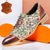 baratos Sapatos Sociais Elementares-Sapatos masculinos vermelho marrom artístico floral estampado couro italiano de grão integral couro antiderrapante cadarço