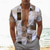 tanie Męskie koszule z nadrukiem-Pled / Check Urlop Hawajskie Męskie Koszula Na zewnątrz Hawajskie Święto Lato Na każdy sezon Wieczorne Krótki rękaw Niebieski Brązowy Zielony S M L Koszula