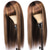 cheap Human Hair Capless Wigs-Ishow Hair Highlgiht Straight Human Hair Wigs With Bangs Fringe 180 Density Full Machine Made Straight Hair Wigs Remy Wigs