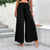 cheap Wide Leg &amp; High Waisted-Women&#039;s Wide Leg Pants Trousers Casual Daily Full Length High Waist Plain Split Side Button Breathability Comfortable Micro-elastic Going out Black Spring &amp; Summer Loose Fit