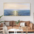 abordables Peintures paysages-grande peinture à l'huile de paysage marin de coucher de soleil peinte à la main sur toile originale abstraite peinture de paysage de mer bleue art mural texturé salon décor à la maison sans cadre