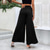 cheap Wide Leg &amp; High Waisted-Women&#039;s Wide Leg Pants Trousers Casual Daily Full Length High Waist Plain Split Side Button Breathability Comfortable Micro-elastic Going out Black Spring &amp; Summer Loose Fit