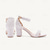 abordables novia-Sandalias de tacón de bloque con encaje blanco para mujer con detalles de perlas y flores: perfectas para bodas o eventos nupciales