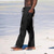 cheap Holiday-Men&#039;s Linen Pants Trousers Summer Pants Beach Pants Pocket Drawstring Elastic Waist Plain Comfort Breathable Daily Holiday Vacation Hawaiian Boho Black White