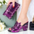 cheap Wedding Shoes-Women&#039;s Heels Wedding Shoes Party Bridal Shoes Shoes And Bags Matching Sets Rhinestone Crystal Platform Chunky Heel Peep Toe Elegant Microbial Leather Roes Red Black Purple