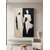 cheap People Paintings-Black and Beige Abstract Art painting handmade Black and Beige Minimalistic hand painted Wall Art Abstract Figure Canvas painting Art Abstract People Oil Painting Modern Wall Art