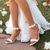 abordables novia-Sandalias de tacón de bloque con encaje blanco para mujer con detalles de perlas y flores: perfectas para bodas o eventos nupciales
