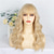 cheap Synthetic Trendy Wigs-Blonde Wigs for Women Blonde Wig with Bangs Long Wavy Curly Wigs Natural Looking Synthetic Heat Resistant Fiber Wig for Daily Party Use