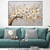 cheap Floral/Botanical Paintings-Abstract White Gold Oil Painting On Canvas hand painted  Flower Painting Blooming Floral oil painting Wall Decor painting for Living Room Home Decor Custom Gold painting Wall Art