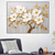 cheap Floral/Botanical Paintings-Abstract White Gold Oil Painting On Canvas hand painted  Flower Painting Blooming Floral oil painting Wall Decor painting for Living Room Home Decor Custom Gold painting Wall Art