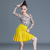 cheap Kids&#039; Dancewear-Latin Dance Kids&#039; Dancewear Skirts Printing Splicing Girls&#039; Performance Training Long Sleeve High Spandex