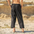 cheap Holiday-Men&#039;s Linen Pants Trousers Summer Pants Beach Pants Pocket Drawstring Elastic Waist Plain Comfort Breathable Daily Holiday Vacation Hawaiian Boho Black