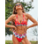 tanie Zestawy bikini-Kostiumy kąpielowe dla kobiet bikini 2-częściowe zestawy stroj kąpielowy bez pleców halter sexy boho kwiatowy nadruk letni plażowy strój kąpielowy