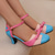 baratos Sandálias de salto-saltos mary jane coloridos femininos – scarpins de laço azul e rosa com tira no tornozelo para festa e cosplay