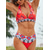 tanie Zestawy bikini-Kostiumy kąpielowe dla kobiet bikini 2-częściowe zestawy stroj kąpielowy bez pleców halter sexy boho kwiatowy nadruk letni plażowy strój kąpielowy