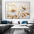 cheap Floral/Botanical Paintings-Abstract White Gold Oil Painting On Canvas hand painted  Flower Painting Blooming Floral oil painting Wall Decor painting for Living Room Home Decor Custom Gold painting Wall Art