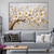 cheap Floral/Botanical Paintings-Abstract White Gold Oil Painting On Canvas hand painted  Flower Painting Blooming Floral oil painting Wall Decor painting for Living Room Home Decor Custom Gold painting Wall Art