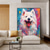 abordables Pinturas de animales-Mintura pinturas al óleo abstractas hechas a mano de animales de perro sobre lienzo, decoración de arte de la pared, imagen moderna para decoración del hogar, pintura enrollada sin marco y sin estirar