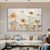 cheap Floral/Botanical Paintings-Abstract White Gold Oil Painting On Canvas hand painted  Flower Painting Blooming Floral oil painting Wall Decor painting for Living Room Home Decor Custom Gold painting Wall Art