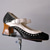 abordables Años 1920 &amp; Era Gatsby-Tacones Mary Jane marrón claro y blanco de mujer con hebilla decorativa y detalles de tachuelas perfectos para eventos y ocasiones especiales inspirados en el Gatsby vintage