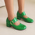 cheap Women&#039;s Sandals-Women&#039;s Green Patent Leather Mary Jane Pumps with Gold Buckle and Block Heel, Retro Dress Shoes for Work, Parties, and Vintage-Inspired Outfits
