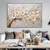 cheap Floral/Botanical Paintings-Abstract White Gold Oil Painting On Canvas hand painted  Flower Painting Blooming Floral oil painting Wall Decor painting for Living Room Home Decor Custom Gold painting Wall Art
