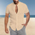 cheap Men&#039;s Button Up Shirts-Men&#039;s Shirt Chinese Collar Shirt Mandarin Collar Shirt Summer Shirt Casual Shirt Beach Shirt Navy Blue khaki Short Sleeve Plain Grandad Collar Collar Vacation Hawaiian Clothing Apparel Polyester