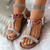 cheap Vacation Sandals-Women&#039;s Sandals Boho Bohemia Beach Wedge Sandals Comfort Shoes Vacation Beach Summer Rhinestone Platform Flat Heel Elegant Bohemia Vacation Faux Leather Elastic Band Black Silver Gold