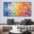 cheap Abstract Paintings-Handmade Oil Painting Canvas Wall Art Decoration Colorful Abstract Mosaic for Home Decor Rolled Frameless Unstretched Painting