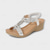 abordables Sandales femme-sandales compensées argentées pour femmes avec bride en T en strass et bride arrière élastique, chaussures d&#039;été scintillantes pour les mariages, les fêtes et les tenues de jour décontractées