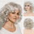 cheap Synthetic Trendy Wigs-Short Brown Curly Wigs for Women Mixed Blonde Synthetic Wig Bouncy Curly Hair Replacement Wig Curly Wig with Dark Roots Sliver Blonde Grey