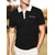 cheap Men&#039;s Golf Polo-Men&#039;s Golf Shirt Golf Polo Work Casual Lapel Short Sleeve Basic Modern Color Block Patchwork Button Spring &amp; Summer Regular Fit Black White Navy Blue Blue Golf Shirt