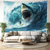 cheap Animal Tapestries-Surfing Shark Ocean Hanging Tapestry Wall Art Large Tapestry Mural Decor Photograph Backdrop Blanket Curtain Home Bedroom Living Room Decoration