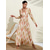 abordables Vestidos florales-Vestido largo de satén blanco para mujer, estampado floral, cuello en V, manga larga, ideal para invitadas a bodas, vacaciones, primavera y otoño.
