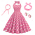 cheap Outfits-Polka Dots Retro Vintage 1950s A-Line Dress Swing Dress Flare Dress Polka Dot Women&#039;s Party / Evening Bachelorette Party Adults&#039; Dress Earrings Headband