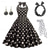 cheap Outfits-Polka Dots Retro Vintage 1950s A-Line Dress Swing Dress Flare Dress Polka Dot Women&#039;s Party / Evening Bachelorette Party Adults&#039; Dress Earrings Headband